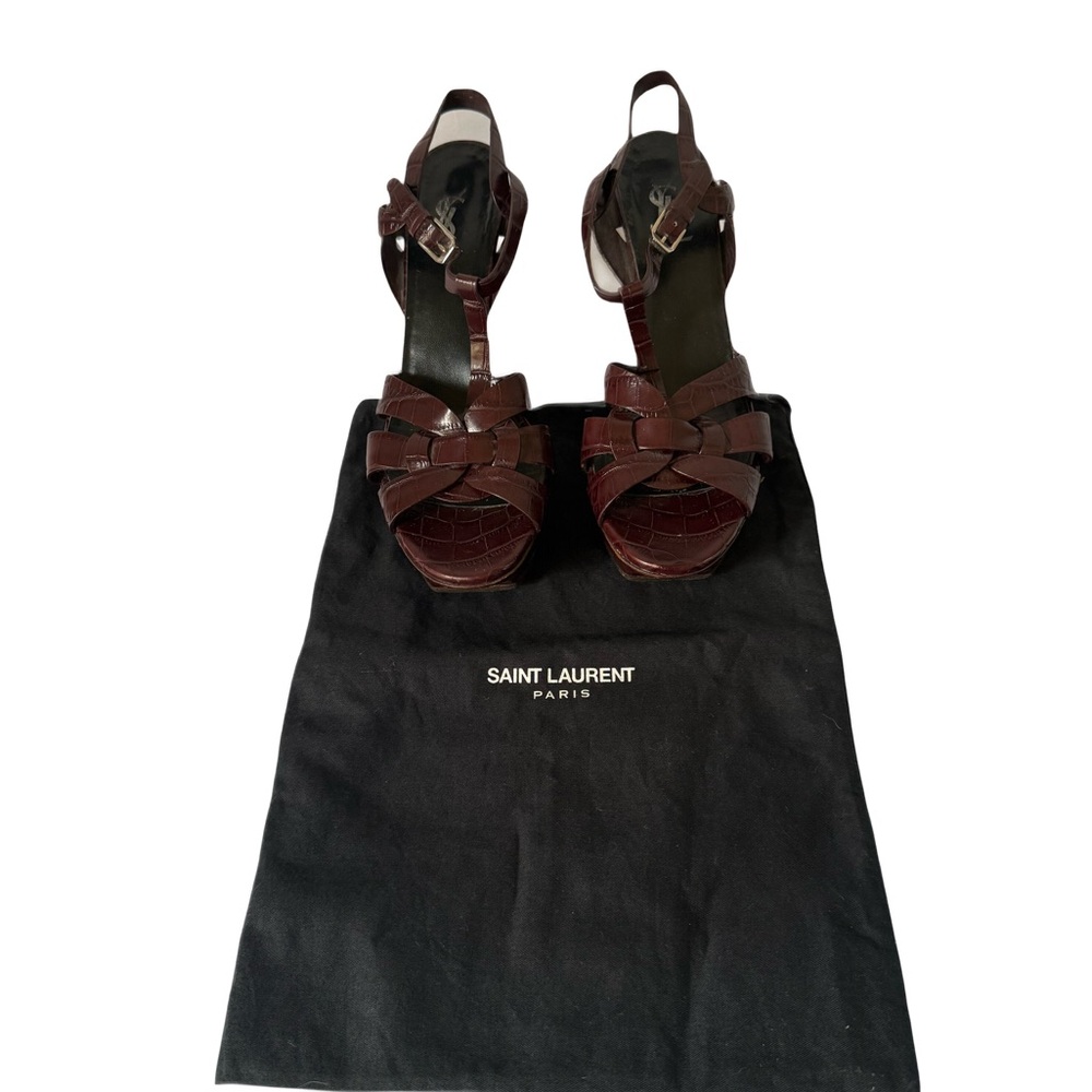 Saint Laurent Tribute Amaretto Burgundy Heels